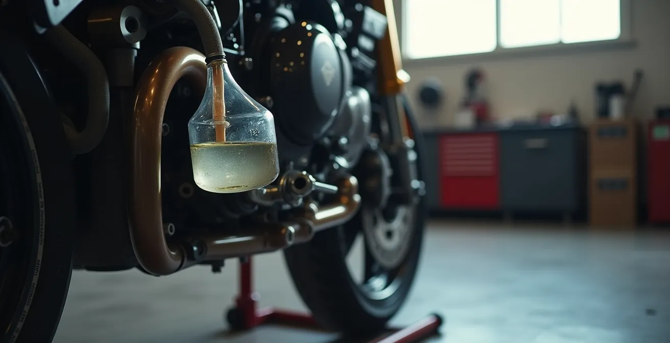 Motorcycle brake caliper with bleeding valve and fresh racing racing brake fluid