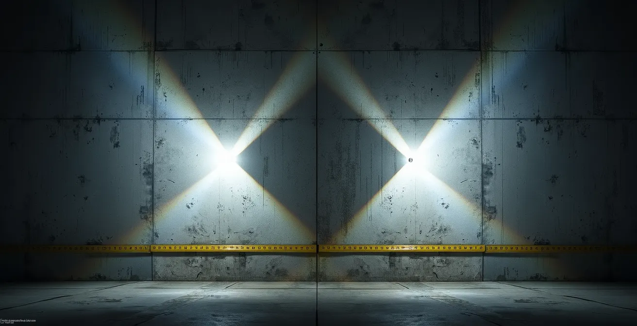 Side-by-side comparison of ECE and DOT beam patterns on wall during 25-foot test