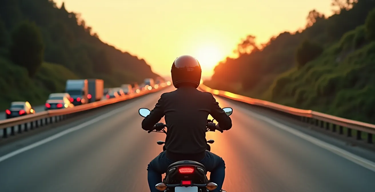 Split-screen showing congested direct route versus flowing detour route