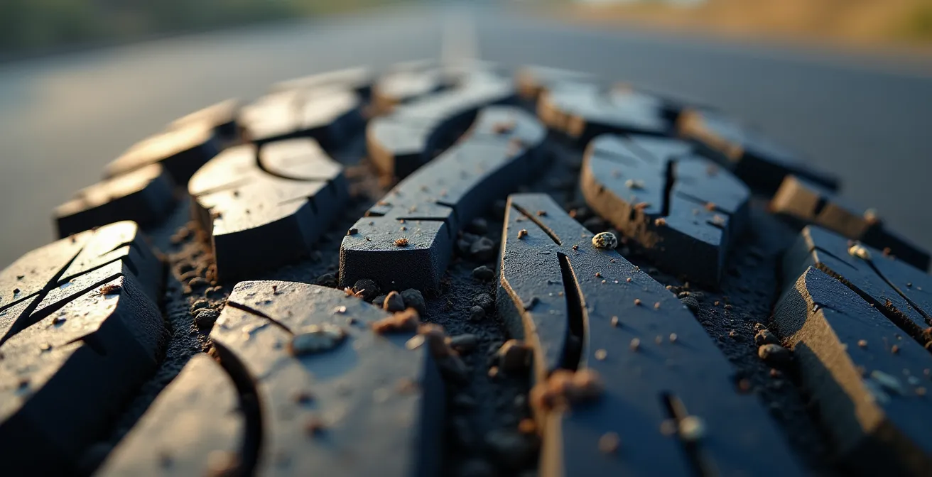 Macro view of tire rubber particles and their environmental impact